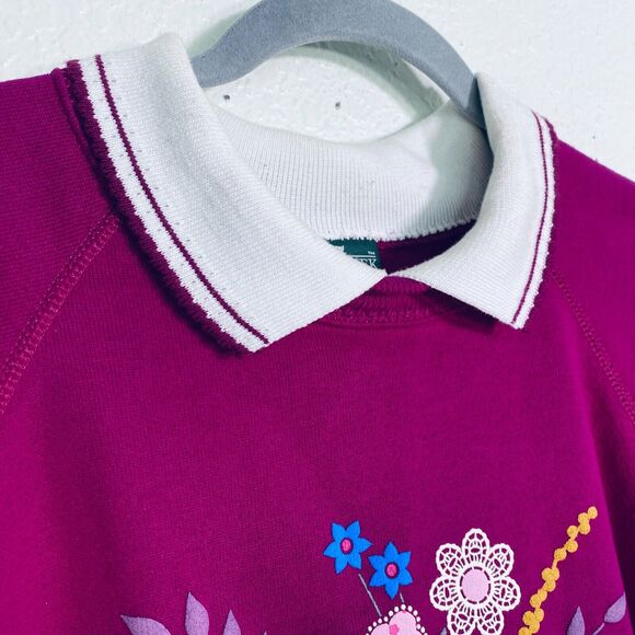 Cabin Creek Vintage Sweater Women Large Floral Puff Graphic Collared CottageCore - Picture 6 of 13